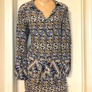 LAST CHANCE!  Tory Burch Blue Patterned Silk Mini Dress/Tunic 6 EUC